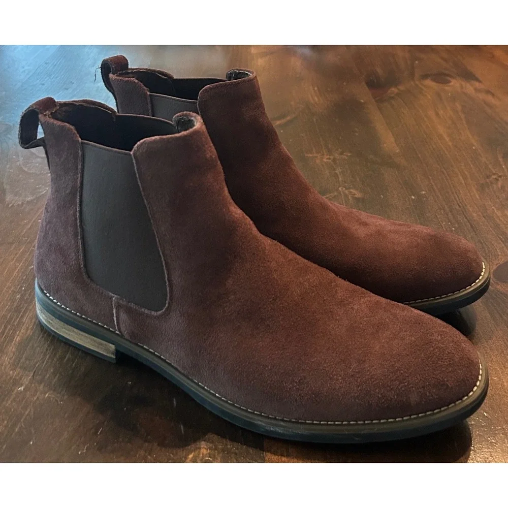 Bruno Marc Urban-06 Chelsea Boots Mens 13 Dark Brown Suede Ankle Dark Academia
